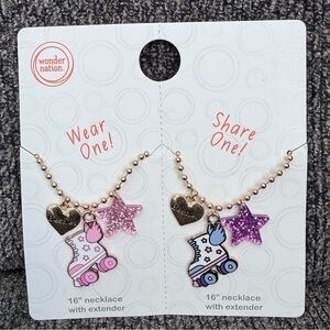 wonder nation Pink and Purple Roller Skate Bestie Necklace Set